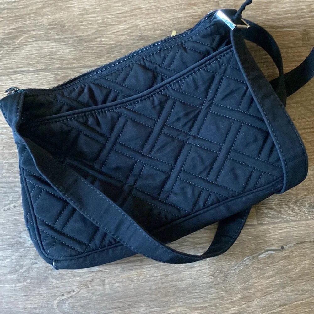 Vera Bradley Lil Hipster Crossbody Solid black. Small travel wallet purse.